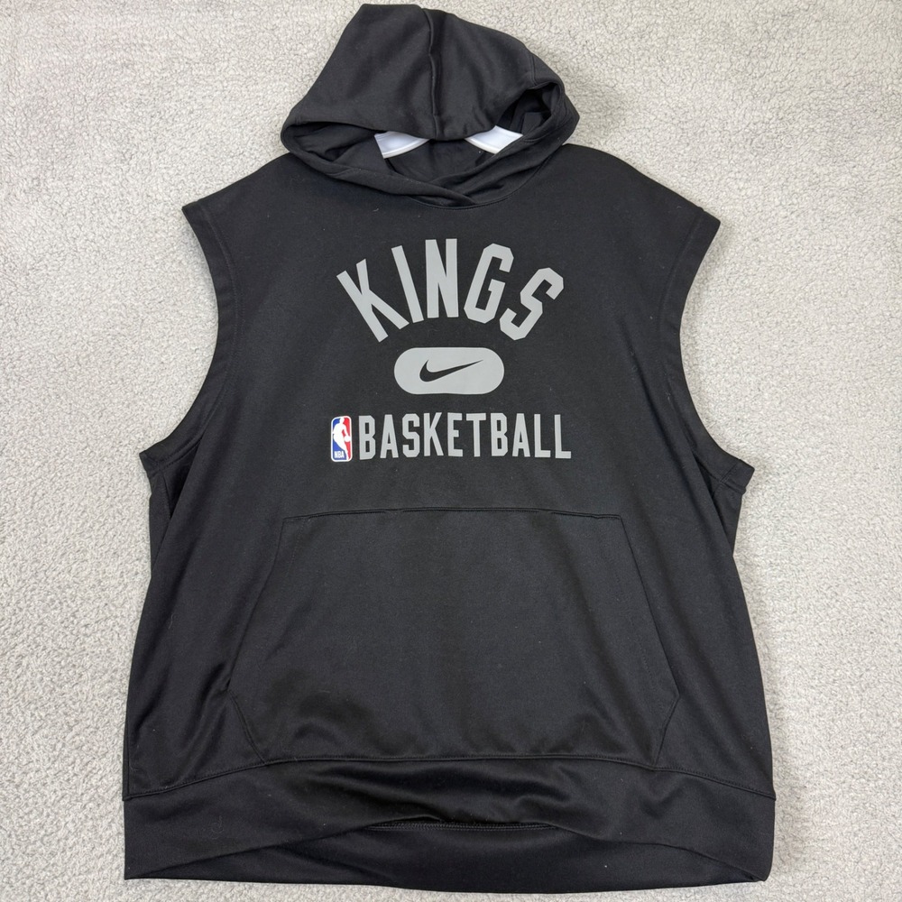 Nike Sacramento Kings NBA Basketball Sleeveless Hoodie Black DA9155-010 Mens L